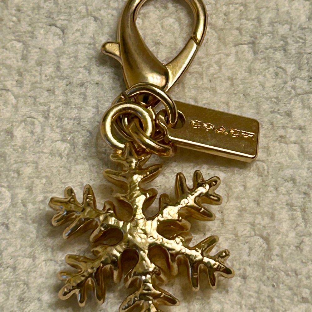 Coach Gold Toned Snowflake Bag Charm / Keychain